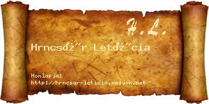 Hrncsár Letícia névjegykártya